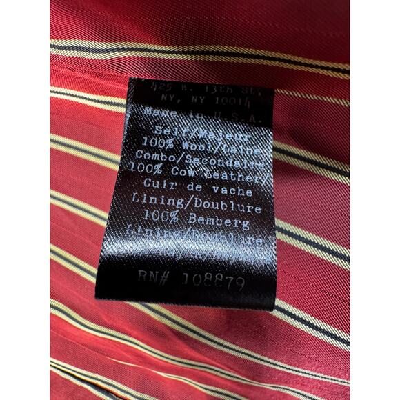 Rag & Bone Wool Leather Peacoat Black Structured Peacoat Size M Made In USA - Picture 3 of 12